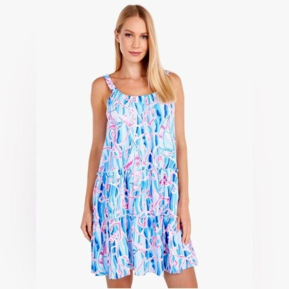 Lilly Pulitzer Dress Women's Medium Loro Dress in Reel Nauti Swing Tank Resort